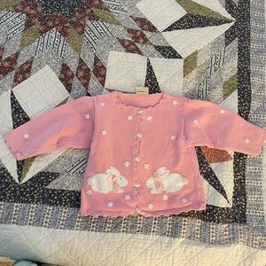 Girl’s Rebecca Raggs Pink Knitted Bunny Cardigan Sweater | Sz 3T